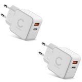 CELLONIC® 2 Fach USB Ladegerät für mit USB PD Power Delivery 20W - 3.1A Schnellladegerät Mehrfachstecker USB Netzteil Ladeadapter Steckdose Netzstecker USB Charger Ladestecker