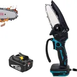 Akku-kettensägen, 4-zoll-elektro-kettensägen Mit Kabel, Einhand-mini-kettensäge,kompatibel Mit Makita-akku, Mit 5,5-a-akku (ohne Ladegerät) Für Gartenschere, Holzschere