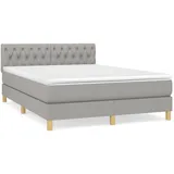 vidaXL Boxspringbett mit Matratze Hellgrau 140x200 cm Stoff