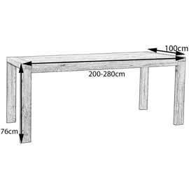 KAWOLA Esstisch LIAN Ausziehbar Eiche massiv (L/B/H) 200-280x100x76cm - Braun