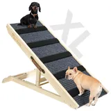 Pawaboo Hunderampe, Tragbare Haustiertreppe aus Holz, 4 Verstellbare Höhen 11.6" - 22.4", Haustierrampe für Kleine Mittelgroße Hunde mit Anti-rutsch bis 143lbs, Hundeeinstiegshilfe Auto Bett Sofa