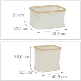 Relaxdays Wäschekorb Regal Bambus Wäschesortierer 2 Fächer, HBT: 85x44x33 cm, Badregal mit Wäschesammler, natur/beige