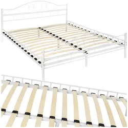 tectake® Metallbett, robustes Stahlgestell, bodenschonende Kunststoffkappen, 180 x 200 cm