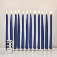 Ni-JASW Flammenlose Stabkerzen mit Fernbedienung, flackernde, batteriebetriebene LED-Kerzen, Marineblau, 12 Stück