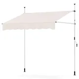 RELAX4LIFE Klemmmarkise, Markise Balkon ohne Bohren, mit Handkurbel, Balkonmarkise UV-beständig, höhenverstellbar, wasserabweisend, Sonnenschutz, für Balkon, Terrasse, Garten (Beige,200x180cm)