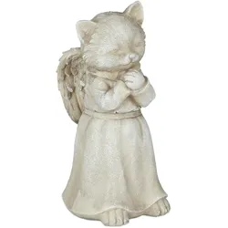 Relaxdays Grabschmuck für Katze, Gartendeko Figur, Andenken für Tier, Katzenengel, wetterfester Katzengedenkstein, creme