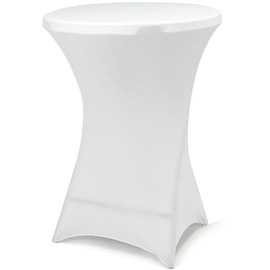 VCM Husse für Stehtisch Stretch 80 x 80 x 110 cm weißer Tischschutz Stoffbezug