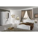 Interdesign24 Schlafzimmer-Set Livia, (im klassischen Barock Stil, 6-Teilig), in Weiß/Silber Hochglanz