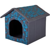 PillowPrim Hundehütte Hundehöhle Hundebett Hundehaus Katzenhöhle Tierbett XL - 60x55 cm blau geblümt