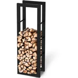 holz4home® Kaminholzregal aus Metall Schwarz inkl. Ofenhandschuh 40x25x125cm