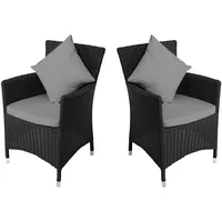 OUTFLEXX 2er Set Sessel, schwarz, Polyrattan inkl. Kissen und Polster