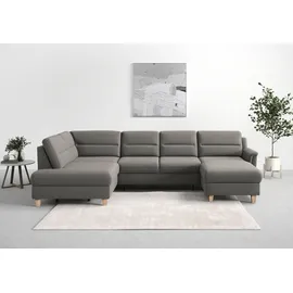 sit&more Wohnlandschaft SIT & MORE "Farö U-Form", braun (schlamm), B:325cm H:90cm T:187cm, Sofas, Wohnlandschaft, inklusive Federkern, wahlweise mit Bettfunktion und Bettkasten