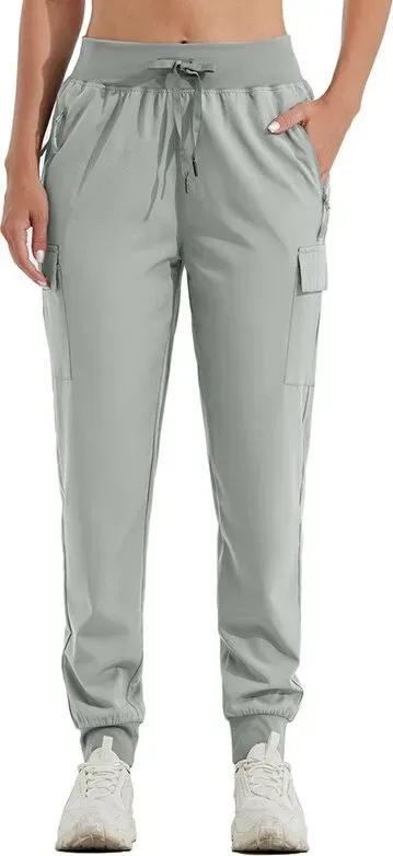 Willit Damen Hiking-Cargo Pants, leicht, sportlich, quick dry, casual, hellgrau, L