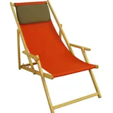 Erst-Holz Liegestuhl terracotta Deckchair Gartenstuhl Kissen Buche hell Sonnenliege Strandstuhl 10-309NKD