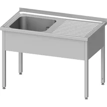 Stalgast Edelstahl Spültisch ohne Grundboden 1200x600x850 mm, mit einem Becken links, mit Aufkantung, verschweißt
