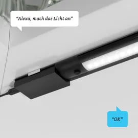 ledscom.de Smarte LED Unterbau-Leuchte SIRIS schwarz matt mit WLAN-Controller, flach, Smart-Home, Alexa-fähig (Echo) je 50cm, je 655lm, weiß, 2er Set, dimmbar