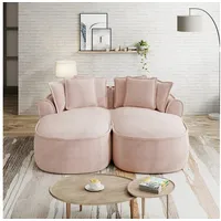 STILVORA Schlafsofa L-Form Modulares Sofa mit Chaiselongue & Kissen, Rosa rosa