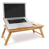 Relaxdays Laptoptisch Bambus Betttablett mit Leseklappe