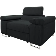 Mirjan24 Sessel Torezio Cord 134 x 90 x 102 cm Schwarz mit Einstellbaren Kopfstützen