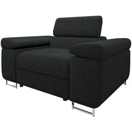 Mirjan24 Sessel Torezio Cord 134 x 90 x 102 cm Schwarz mit Einstellbaren Kopfstützen