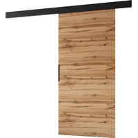 MINIO go for it, Schiebetür "PRIM A", Zimmertür, 106cm, Wotan Eiche / Schwarze Farbe - Braun