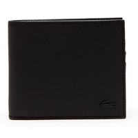 Lacoste Men's Classic Petit Piqué Three Card Wallet Schwarz