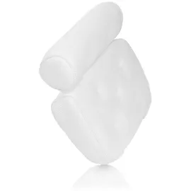 BigDean Badewannenkissen atmungsaktiv 4D Wannenkissen Badekissen mit 7 starken rutschfesten Saugnäpfen + Wandhaken antibakterielles Nackenkissen – Weiß