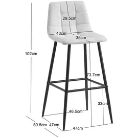 Möbel Kraft Barhocker 2er-Set ¦ weiß ¦ Maße (cm): B: 46,5 H: 102