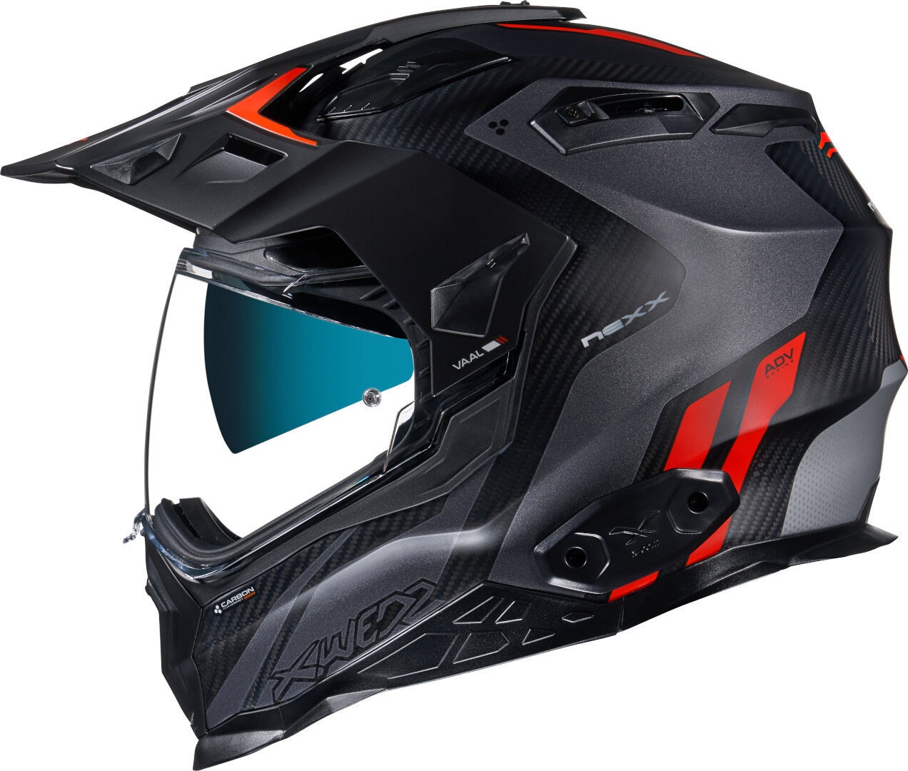 Nexx X.Wed 2 Vaal Carbon Helm, zwart-grijs-rood, S