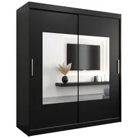 Abiks möbel MÖBEL Kryspol Schwebetürenschrank, Schwarz, Kunststoff, Nachbildung, 9