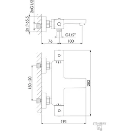 Steinberg Serie 342 Aufputzthermostat Mattschwarz