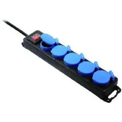 as-Schwabe Profi-Steckdosenblock 5-fach, blau