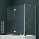 mai & mai Duschwand für Badewanne Badewannenfaltwand 6mm Sicherheitsglas mit NANO-Versiegelung Duschabtrennung Badewannen BTH: 120x75x140cm