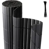 Jopassy 180x400cm Sichtschutzmatte PVC Bambus Sichtschutz Garten Sichtschutzzaun Balkon Zaun Windschutz Balkonverkleidung, Anthrazit - Schwarz