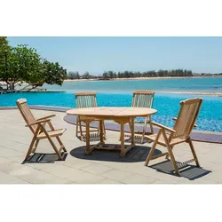 Möbilia Sitzgruppe, Teakholz, natur - beige