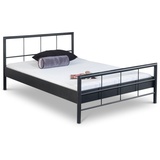 BedBox Metallbett Ruby, mit klassischem Kopf- und Fußteil, stabil und langlebig grau