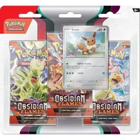 Pokémon TCG – Scharlach und Violett – Blisterpackung mit 3 Boosterpacks Obsidian Flammen Eeevee und Tomberro (1 Booster Aleat