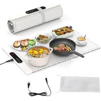 GOPLUS Warmhalteplatte elektrisch, Speisewärmer Silikon für Lebensmittel, Tragbare Wärmematte mit automatischer Abschaltung, Heizmatte, Heizplatte (6 Temperaturregelung von 50°C-100°C, 1H-5H Timer,Weiß)