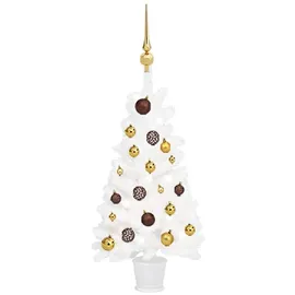 vidaXL Künstlicher Weihnachtsbaum mit LEDs & Kugeln Weiß 90 cm