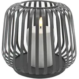 candela lights Laterne Metall 20x20x17 cm Solar inkl. LED Stumpenkerze grau