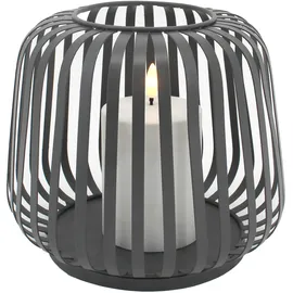 candela lights Laterne Metall 20x20x17 cm Solar inkl. LED Stumpenkerze grau