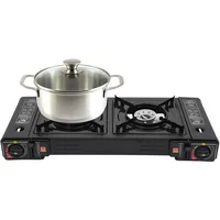 Gaskocher Camping 2 Flammig, 2,5 kW mit Piezozündung für Outdoor, Balkon