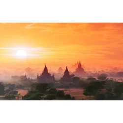 Fototapete PAPERMOON "Tempel in Landschaft", bunt, B:2,50m L:1,86m, Vlies, Tapeten