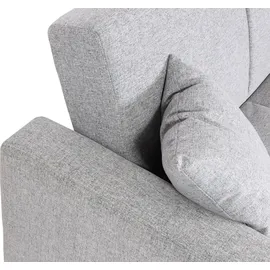 Mendler Sofa HWC-H47 mit Ottomane, Couch Sofa Gästebett, Schlaffunktion Stauraum 217x145cm Stoff/Textil hellgrau