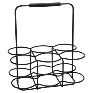 JUSTINUS Flaschenträger Schwarz matt Edelstahl 30 x 21 cm für 6 Flaschen