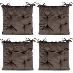 Stuhlkissen Aleksa 4er Set - Elegante Sitzkissen mit mit samtweichem Velvet Stoff Farbe:Dunkelbraun