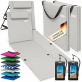 Detex Gartenliege, Strandliege mit Verstellbar Rückenlehne Strandliege Klappbar Tragegurt beige