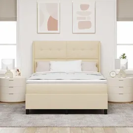 vidaXL Boxspringbett 140 x 200 cm Creme