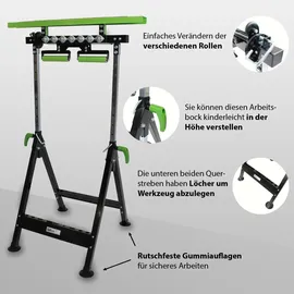 Baumarktplus Multifunktions-Arbeitsbock Rollenbock höhenverstellbar Klappbock V-Rollen 4 in 1