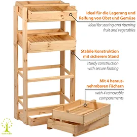 Dobar Vorratsregal Obstkiste aus Holz mit 4 Fächern 53 x 35 x 116 cm natur